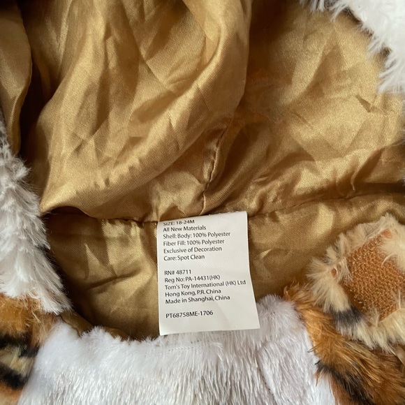 Baby Boys Girls Plush Tiger Jumpsuit Costume - Warm Size 18 24 months - Picture 4 of 15